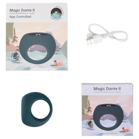 Magic Motion Dante II - pierścień na penisa wibrujący akumulatorowy niebieski