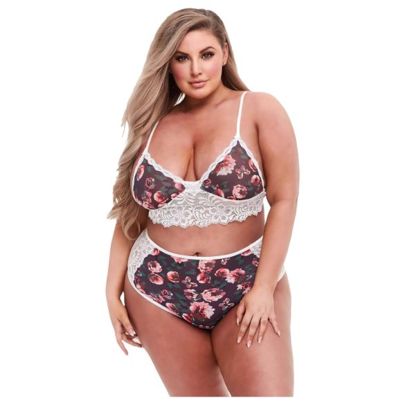 Baci Plus Size - kwiatowy koronkowy zestaw biustonoszy