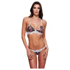   Baci - komplet bielizny - kwiatowa koronka - biustonosz i figi - M/L