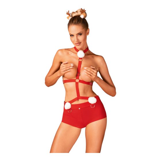Obsessive Ms Reindy - damski kostium renifera (2 części) - czerwony - M/L