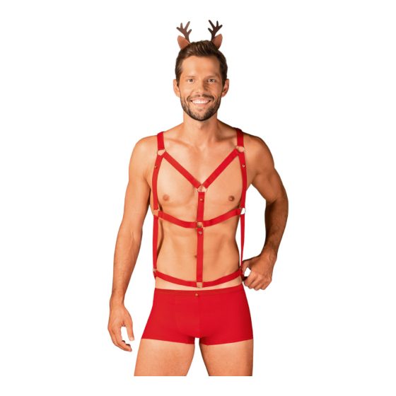 Obsessive Mr Reindy - męski kostium renifera (3 części) - czerwony - L/XL