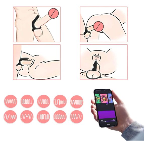 Magic Motion Rise - pierścień na penisa wibrujący akumulatorowy czarny